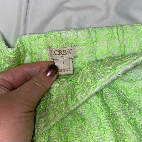 J Crew Neon Eyelet Floral Lace Skirt Green Yellow Size Small - Picture 3 of 8